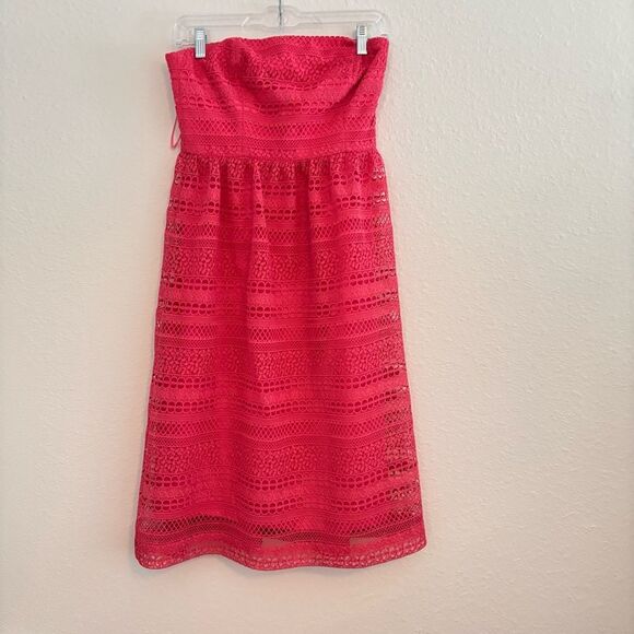 NWT J. Crew Strapless Pink Eyelet Detailed Dress 4 - Picture 1 of 4